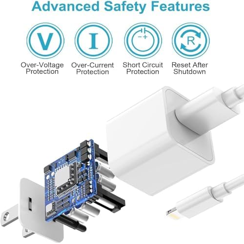 Swift Charge 20 W USB-C Charger for i Phone 15 & i Pad – 6 FT Cable Included – Rapid Power Solution for i Phone 16 Pro Max, i Pad Pro, Mini & Air – Lightweight, Durable, and Versatile Charging Block for All Your Devices – Say Goodbye to Long Wait Times with Enhanced Compatibility and Safety Features