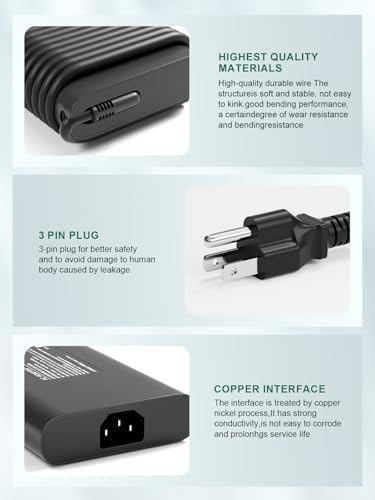 High-Power 100 W USB-C Laptop Charger for Dell Models – Fast Charging AC Adapter with Enhanced Compatibility for Latitude, Inspiron, and Precision Series – Eco-Friendly TPE Cable, Multiple Safety Protections, and Convenient Cable Management – Ideal Travel Companion for Home and Office Use