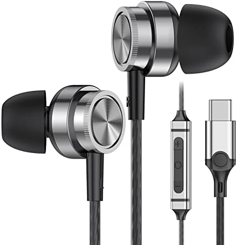 USB C Wired Earbuds with Advanced Noise-Cancellation for Ultimate Audio Clarity – Premium Sound Experience Compatible with Samsung Galaxy S25, i Phone 16, and Pixel 9 – Ergonomic In-Ear Design Featuring Magnetic Hold, Integrated Microphone, and Convenient Volume Control – Perfect for Music Enthusiasts and Professionals on the Go