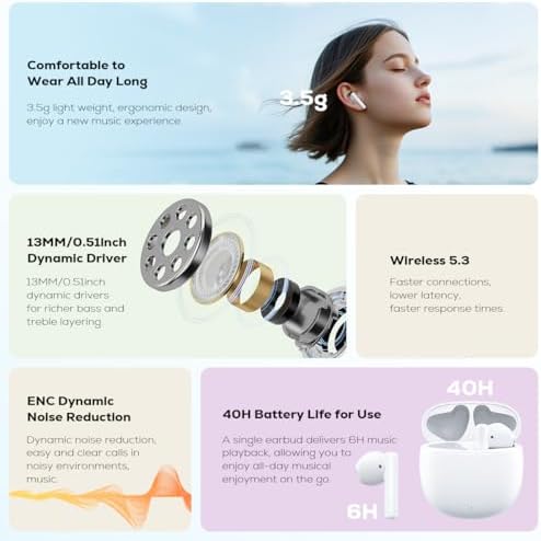 2025 Ultra-Low Latency Wireless Gaming Earbuds – Premium Noise-Canceling Sound Isolation with Extended Battery Life, Built-In Mic for Seamless Communication, Type-C Quick Charge – Stylish White Design Perfect for Gaming and Music Lovers