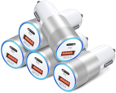 Power Up Anywhere: Bangfun 40 W Dual Port USB C Car Charger – 5 Pack – PD 3.0 Rapid Charging Adapter for i Phone 15/14/13/12 Pro Max & Samsung S24/S23 – Compact Cigarette Lighter Charger for On-the-Go Convenience – Enhanced Dual Device Compatibility and Safety Features