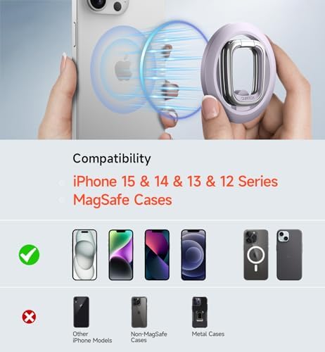 SURITCH Mag Safe Phone Grip – Innovative Magnetic Ring Holder for i Phone 15 Series, 360-Degree Adjustable Kickstand for Optimal Viewing, Ergonomic Design for Secure Handling, Sleek Silver Finish, Seamless Compatibility with Mag Safe Cases – Transform Your Mobile Experience