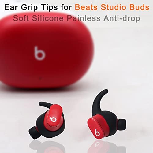 Upgrade Your Beats Studio Buds with Premium Silicone Ear Tips – Anti-Slip Comfort Grip Replacement Ear Hooks, 2 Pairs in Sleek Black for Enhanced Fit and Sound Quality
