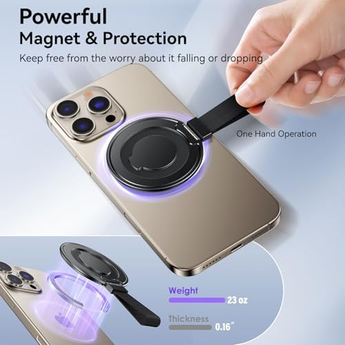 Magnetic Phone Ring Holder Grip – Ultimate Smartphone Accessory for Enhanced Stability & Hands-Free Viewing | Compatible with i Phone 16 Pro Max, 15, 14, 13, 12 & DJI Osmo Mobile Series | Ergonomic Design for One-Handed Use & Secure Grip | Durable, Lightweight & Easy Installation | Ideal for Texting, Selfies, Gaming & Video Calls