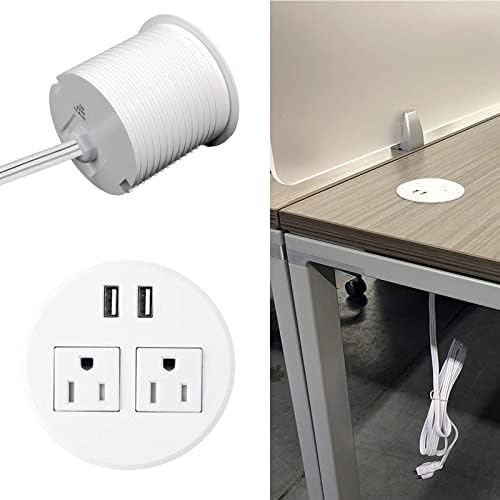 Revolutionize Your Workspace with the Desk Power Grommet USB C – 30 W PD Fast Charge Power Strip with 2 Outlets & 2 USB Ports, Effortlessly Mountable Recessed Flat Plug for Countertops, Shelves, and End Tables – Sleek Black Design for Enhanced Connectivity and Simplified Charging Solutions