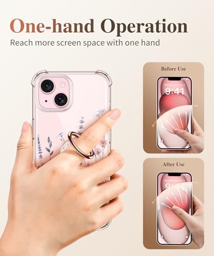 GVIEWIN Stylish Marble Phone Ring Holder with 360° Rotation for Ultimate Grip and Kickstand Functionality – Compatible with i Phone 16 Pro Max, 15 Plus, 14, 13, 12 Series & Galaxy S25/S24 Ultra – Elegant Flowing Sakura Design for Enhanced Safety and Usability