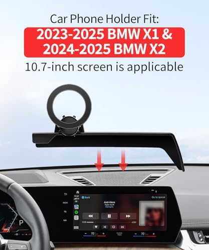 Premium Car Phone Holder for 2023-2025 BMW X1 & X2 – 10.7-Inch Screen Mount with 360° Flexibility, Secure Clip Design, Mag Safe Compatibility, No Air Vent Blockage – Elevate Your Driving Experience with Hands-Free Navigation & Connectivity