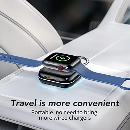 HUOTO Compact Magnetic Wireless Charger for Apple Watch – 1200 m Ah Portable Power Bank Keychain, Compatible with Series 10/9/8/Ultra 2/Ultra/7/6/5/4/3/2/SE, Ideal Travel Accessory for Effortless Charging On-the-Go