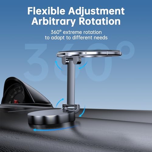 Elevate Your Driving Safety with the 2024 Mini Universal Magnetic Suction Car Phone Mount – Innovative Grey Aluminum Design, 360-Degree Rotatable for Optimal Viewing, Seamless Mag Safe Compatibility with i Phone 11-15 Pro Max for Effortless Navigation and Convenience