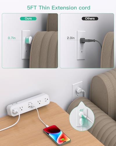 Ultimate PD30 W Desk Clamp Power Strip: 5 Ft Surge Protector with 4 Outlets & 4 USB Ports (2 USB-C) for Rapid Charging – Essential Home Office Accessory Enhancing Workspace Efficiency and Safety