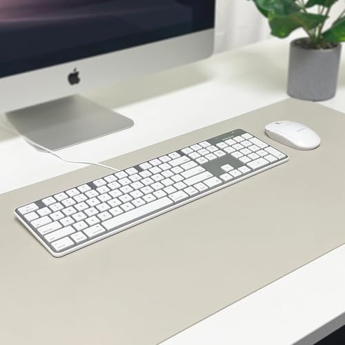 Enhance Your Workspace with the Macally Ultra-Slim USB Wired Keyboard – Full-Size Design & Number Keypad for Mac & Windows Devices, Elegant Silver Finish for Style and Durability