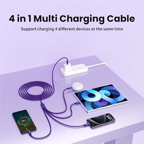 Versatile 4-in-1 Nylon Braided Charging Cable – 2 Pack, 5 FT Length, Fast Charging Universal USB Cable for Lightning, USB-C, and Micro USB Devices, Optimized for High-Speed Connectivity and Enhanced Durability, Ideal for Phones, Tablets, and More