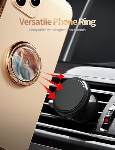 Blue Butterfly Marble Pattern Cell Phone Ring Stand – 360° Rotating Finger Holder for Secure Grip and Versatile Kickstand, Compatible with All Smartphones Including i Phone and Samsung Galaxy, Perfect for Magnetic Car Mounts