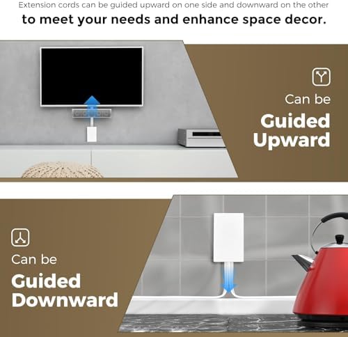 Revolutionize Your Power Access with the Outlet Concealer Power Strip – 3 AC Outlets, 5 ft Flat Plug Extension Cord for Home, Office & Kitchen – Child & Pet Safe Design, Universal Compatibility, 1625 W Capacity, Ideal for Streamlined Electronics Management