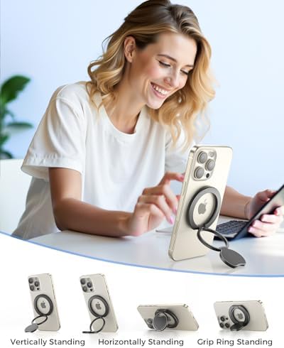 Premium Dual-Side Magnetic Ring Holder for Mag Safe – Enhanced Grip & Kickstand for i Phone 12-16 Pro Max Series – Removable, Hands-Free Phone Accessory with Superior Compatibility for Gym and Daily Use