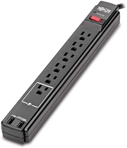 Tripp Lite 6-Outlet Surge Protector Power Strip with 6 ft Cord – 900 Joules of Protection for Home Office & Entertainment Systems, Versatile Connectivity, and Enhanced Safety Features