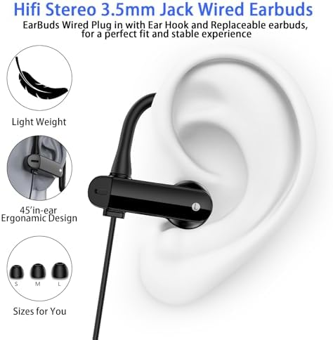 Active Lifestyle Wired Over-Ear Earbuds with 3.5 mm Jack – Premium Noise Cancelling Headphones for Supreme Audio Clarity and Comfort During Workouts, Running, and Daily Activities