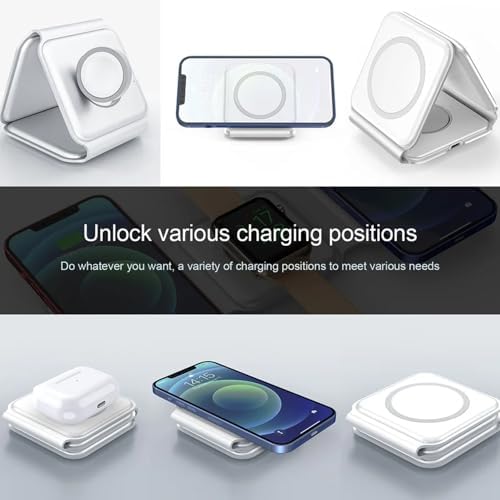 Watashiqi 3-in-1 Magnetic Travel Wireless Charging Station – Fast Charging Convenience for i Phone 16/15/14/13/Pro/Max, Apple Watch, Air Pods & Samsung Galaxy – Enhanced Ga N Technology for Rapid Power Delivery, Compact & Portable Design for On-the-Go Use