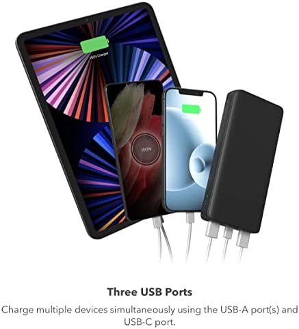 Mophie Power Boost XL 20,000 m Ah Portable Charger – Cobalt – High-Capacity USB-C Power Bank for Multi-Device Charging with Fast Recharge Technology – Stylish and Lightweight Power Station for On-the-Go Use