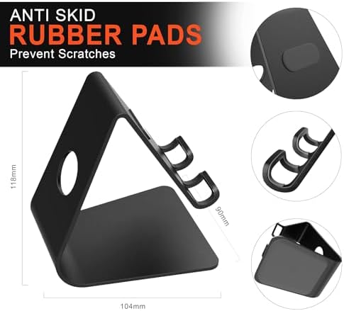 S2 Universal Metal Cell Phone Holder Mobile Stand for Desk & Table | Phone Mount Tablet Stand for Bed with Anti Slip Grip & Charging Dock, Supports All Smartphones & Tablets (up to 12.1 inch) – Enhanced Compatibility and Speed