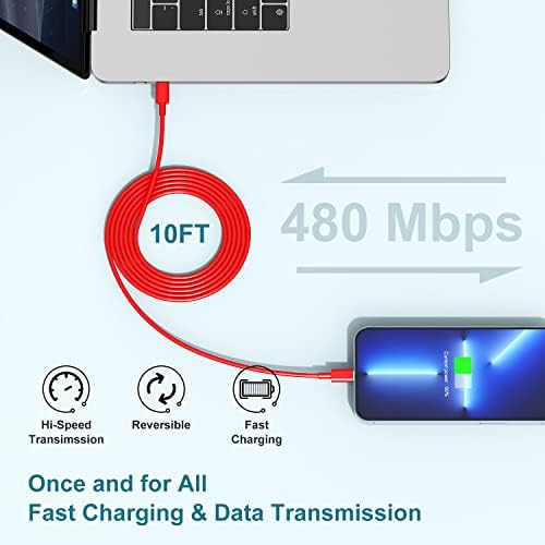 MFi Certified 20 W USB-C to Lightning Fast Charger for i Phone 14/13/12 – 6 FT Durable Cable & Power Delivery Block in Stylish Blue – Ultimate Solution for Rapid Charging of All Apple Devices Including i Pad Pro, XS, XR, 8 Plus – Optimized for Reliability and Speed