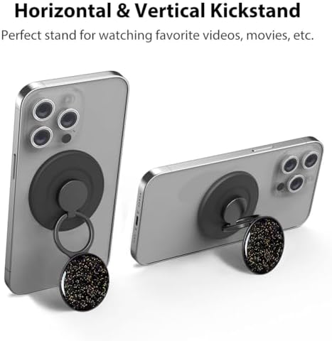 Mag Safe-Compatible Magnetic Phone Grip & Adjustable Kickstand – Classic Black Wireless Charging Ring Holder for i Phone with Effortless Attachment, Personalized Comfort & Enhanced Stability for On-the-Go Convenience