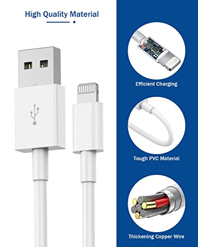 Premium 6 FT Apple MFi Certified Lightning Cable Duo – High-Speed i Phone Charger Cord with USB Wall Adapter for Effortless Charging of i Phone 14/13/12/11/SE 2022/8/7/XS/XR/X & i Pad – Durable, Tangle-Free Design for Optimal Convenience and Versatile Use