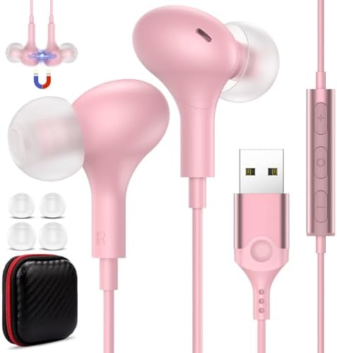 Lightweight USB Noise-Canceling Headset with Microphone for PCs and Laptops – 7.5 Ft Wired Earbuds Featuring In-Line Volume Control for Seamless Zoom Meetings and Online Learning, Optimized for Dell & HP – Superior Comfort and Crystal-Clear Audio for Extended Use