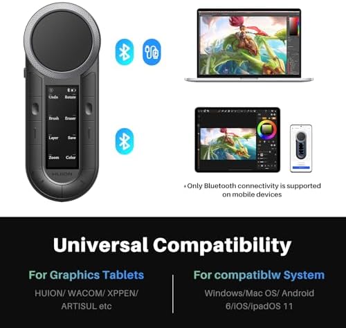 Revolutionize Your Creative Workflow with the HUION Keydial Mini Bluetooth Programmable Keypad – 5 Anti-Ghosting Keys and 18 Custom Shortcuts for Effortless Control on Drawing Tablets, PC, Mac Book, and More – Ultimate Wireless Flexibility and Ergonomic Comfort