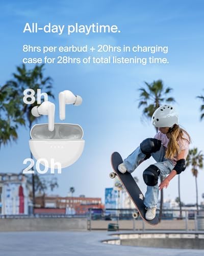 Belkin Sound Form Nano 2 Kids Bluetooth Earbuds – Safe Listening at 85 d B, 28-Hour Playtime, IPX5 Water-Resistant Design, Built-in Microphone for Clear Communication – Perfect for i Phone, i Pad, Galaxy – Stylish and Durable Pink Earbuds for Young Music Lovers