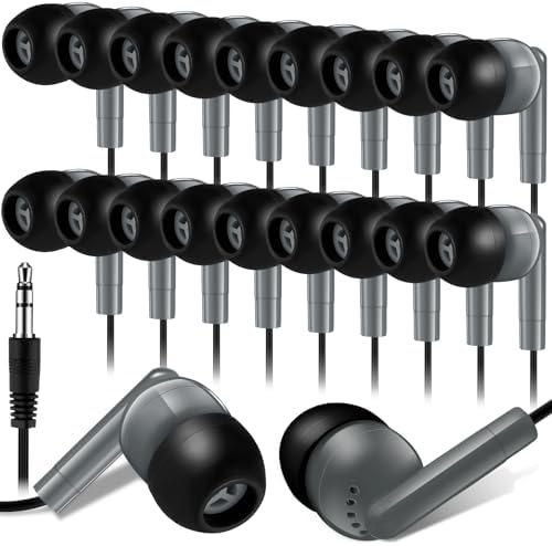 Kanayu 100 Pack Classroom-Ready Wired Earbuds – High-Quality 3.5 mm Jack Earphones for Enhanced Student Learning, Individually Packaged for Quick Distribution, Lightweight Comfort for Focused Educational Experiences