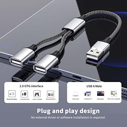 Fidioto 6.6 ft USB Extension Cable Splitter – Expand Your Connectivity with 1 Male to 4 Female Ports for Effortless Data Transfer and Charging – Ideal USB Hub Adapter for Printers, Keyboards, Flash Drives, Play Station, Laptops, and More, Ensuring Superior Compatibility and High-Speed Performance for All Your Peripheral Devices