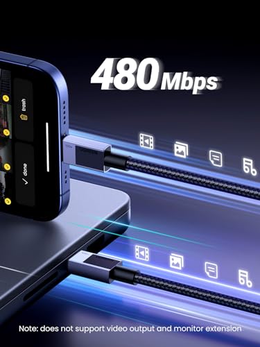 UGREEN 10 FT USB C to USB C Cable – 100 W Ultra-Fast Charging Solution for i Phone 16, Mac Book Pro, Galaxy S24 & More – Durable Nylon Braided Design with 480 Mbps Data Transfer – Essential Tech Accessory for Home, Office & Travel