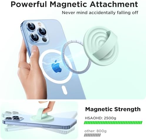 Upgraded Magnetic Phone Grip for i Phone: Premium Silicone Loop Holder with Mag Safe Compatibility – Ergonomic 360-Degree Stand, Non-Slip Design in Sleek Black for Enhanced Comfort and Secure Handling on i Phone 16/15/14/13/12 Pro Max/Plus