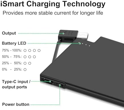 TNTOR Ultra-Slim USB-C Power Bank with Built-in Cable – Pocket-Sized Charger for i Phone 15/16 and Android Devices – Fast Charging, Lightweight, and Wallet-Friendly Battery Pack for On-the-Go Power Solutions