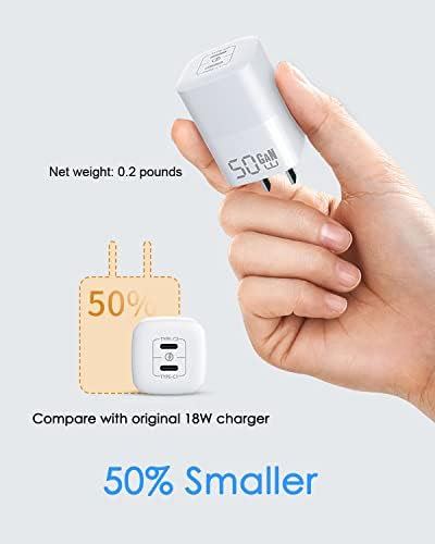 50 W Dual-Port Ga N III USB-C Wall Charger – Rapid PPS 48 W Fast Charging for i Phone 16/15/14/13/12/11, Galaxy, Pixel, i Pad & Laptops – Compact Design with Enhanced Safety Features for On-the-Go Power Solutions