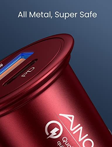 Compact AINOPE 67.5 W USB-C Car Charger – Fast Charging Dual Port QC3.0 Adapter for i Phone 16 & Samsung Galaxy – Mini Cigarette Lighter Accessory in Stylish Purple for Efficient On-the-Go Power Solutions