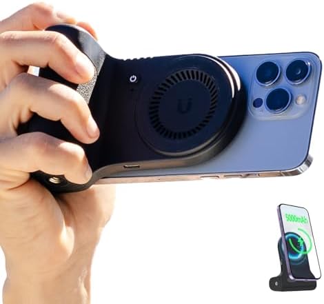 KraftGeek Magnetic Phone Stand Camera Grip with Wireless Charging & Bluetooth Shutter, Stand for iPhone, Ergonomic Handle for Vlogging, Selfies & Video Calls – Enhanced Compatibility and Speed