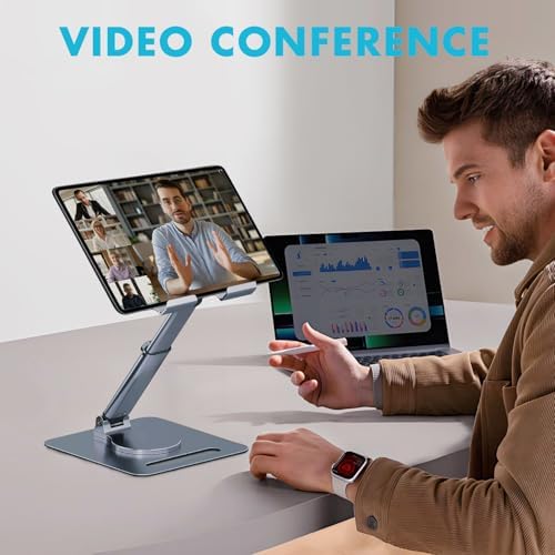 Guazi V 360° Flexible Tablet Stand – Ergonomic, Foldable Holder for i Pad (10.2-12.9”), Smartphones (4-13”) – Anti-Slip Desktop Mount for Enhanced Comfort in Work, Cooking, Gaming & Reading – Perfectly Portable with Universal Compatibility