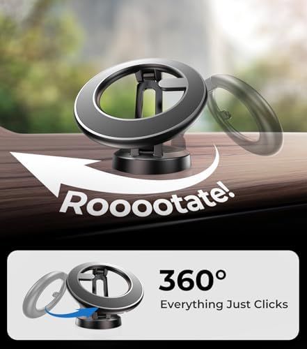 Revolutionary Qi2 Mag Safe Car Mount for i Phone 16 Pro Max – 2-in-1 Dashboard & Air Vent Holder with Strong Adhesive, Heat-Resistant Design, 360° Rotational Capability & Magnetic Convenience for Enhanced Driving Safety and Seamless Access to Navigation & Music