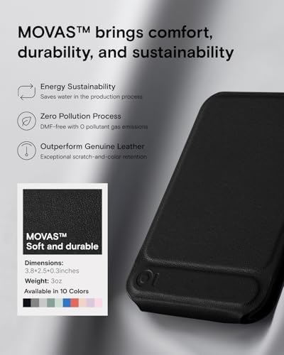 MOFT Phone Stand, Magnetic Phone Tripod Stand Stain-Resistant MOVAS Leather & Angle Adjustment & Strong Magnets Tripod for iPhone 16/15/14/13/12 (Included Metal Ring)-Misty Cove – Enhanced Compatibility and Speed