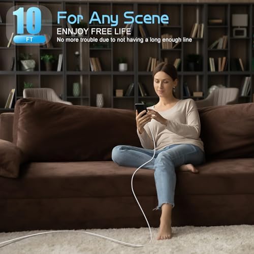 Efficient Dual-Port USB-C Wall Charger for i Phone 15 & 16 | Includes Two Extra Long 10 FT Cables | Rapid Charging for i Pad Pro and Smartphones | Perfect for Frequent Travelers and Busy Lifestyles