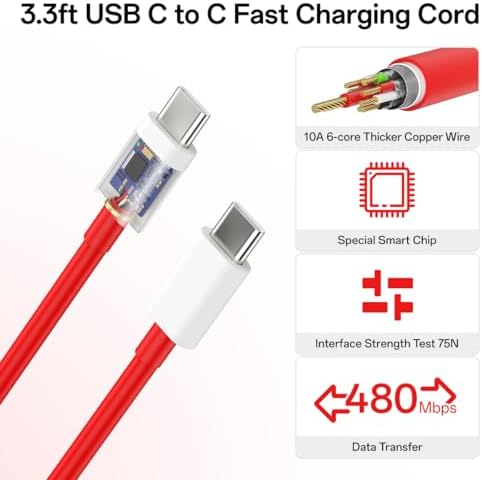 Ultra-Fast 150 W Ga N Wall Charger – Efficient USB-C Power Adapter for One Plus 13/12/R/11/10 & Mac Book – Compact 3.3 ft Cable for Seamless Travel & Everyday Power Needs – Advanced Safety Features for Optimal Device Protection