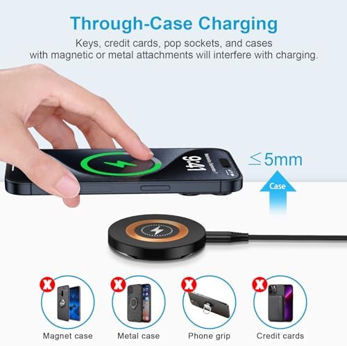 SIXSIM 15 W Magnetic Wireless Charging Pad with 20 W PD3.0 Adapter – Fast & Reliable Charger for Galaxy S25 Series, i Phone 16/15 Pro Max, and Google Pixel 9/8 Pro – Compact & Portable Design for Effortless Charging Anywhere, Supports Through-Case Charging Up to 5 mm – Enhanced Safety Features with Fire-Resistant ABS Material – Ideal for On-the-Go Charging Solutions – Includes 3 ft USB-C to USB-C Cable for Instant Power Connectivity – Elevate Your Charging Experience with Superior Magnetic Attraction and Versatile Compatibility for All Wireless-Charging-Enabled Devices – Perfect for Home, Office, or Travel Use – 24/7 Customer Support for a Hassle-Free Purchase Experience
