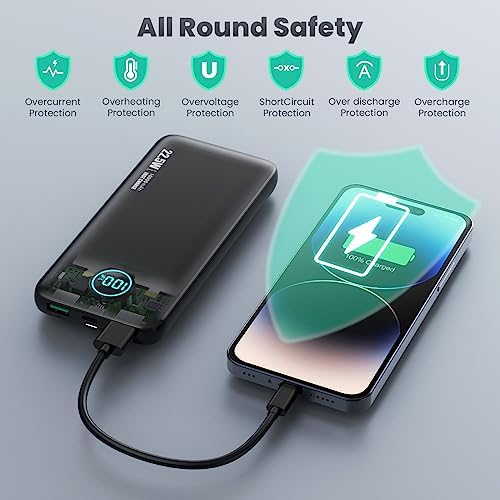 Ultra-Slim 10800 m Ah Portable Power Bank with LCD Display – Dual QC 4.0 & PD Fast Charging for i Phone 15, Android & Samsung Galaxy – Lightweight Travel Companion for Continuous Device Power
