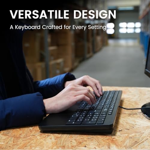 Compact USB Keyboard with Touchpad – Perixx PERIBOARD-534 for Enhanced Productivity, Scissor Key Comfort, and Built-in USB Hubs – Ergonomic Design for Home and Office Use, Space-Saving Dimensions of 15.63 x 7.80 x 1.18 inches – Seamless Navigation with Integrated Touchpad and Number Pad for Effortless Computing