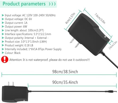 Universal 6 V 1 A AC to DC Power Supply Adapter – Versatile Converter for LED Lights, Networking, and Audio Devices – Compact Global Voltage Support (100-240 V) with 5.5 mm x 2.5/2.1 mm Connector – Durable Transformer for Superior Device Efficiency and Longevity