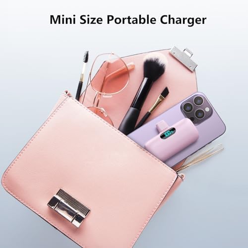 Ultra-Compact 5000 m Ah USB-C Power Bank – Fast Charging Mini Portable Charger with Built-in Connector & LCD Display – Perfect for i Phone 15, i Pad Pro, and Android Devices – Lightweight and Travel-Friendly Power Solution for On-the-Go Connectivity