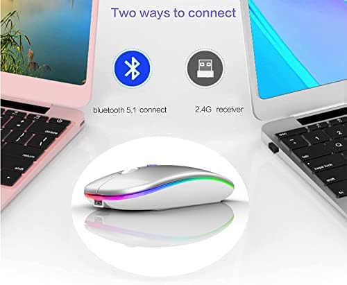 Sleek Bluetooth Wireless Mouse for Mac, Windows & i Pad – Ergonomic Design, High-Precision Navigation, Rechargeable & Dual-Mode Compatibility (Gray & Black) – Elevate Your Productivity with Clutter-Free Connectivity