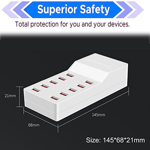 Max Lax 10-Port USB Fast Charging Hub with Smart IC Technology – 50 W/10 A Multi-Device Power Station for Rapid Charging of Smartphones, Tablets, and More – Compact & Safe Charging Solution for Home and Office Efficiency